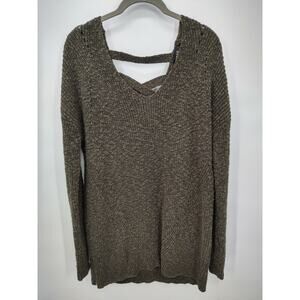 Torrid Long Knit Sweater Womens Size 00 Dark Green Latice Back